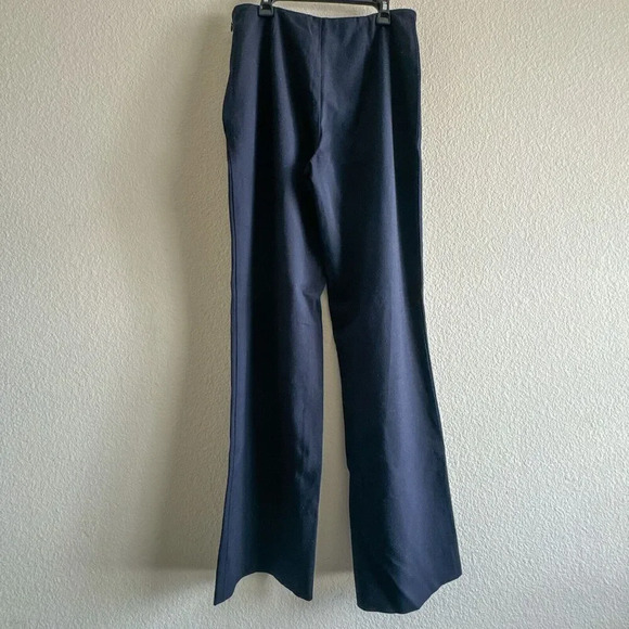 Ralph Lauren Black Label Stretch Wool Textured Trouser Blue Pants Womens 10 - Picture 10 of 15